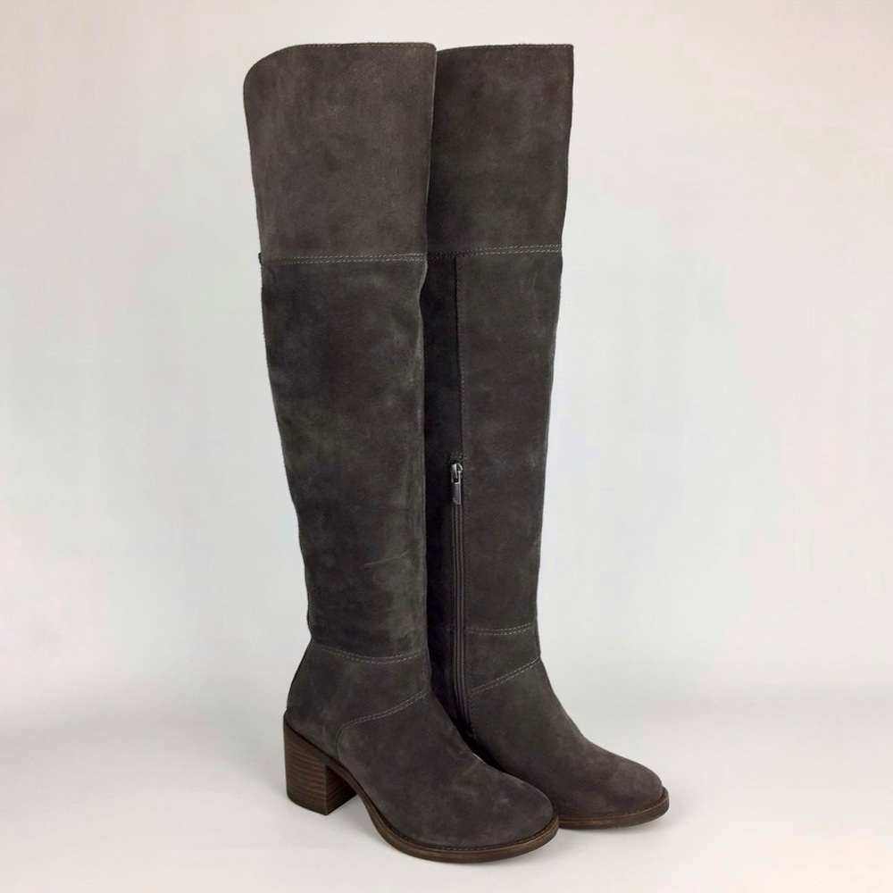 Lucky Ramsden Gray Suede Over the Knee OTK Heeled Boot 6